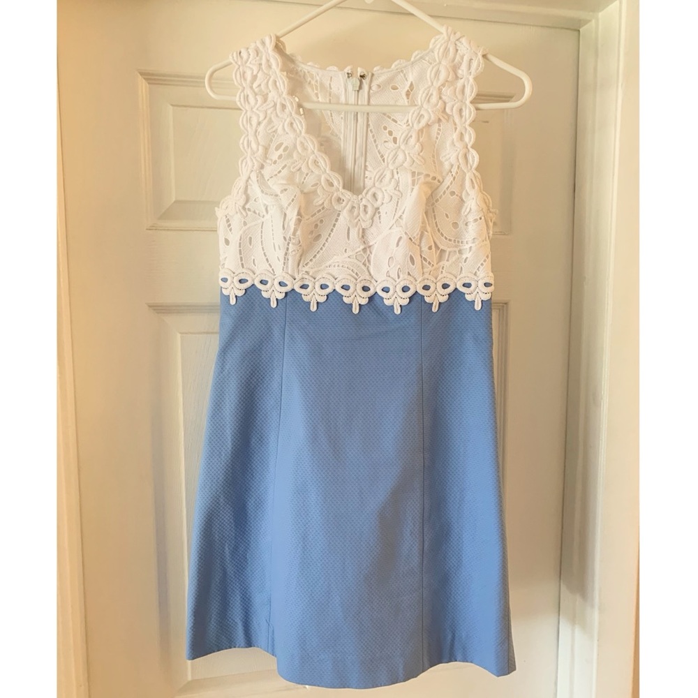 Lilly Pulitzer Light Blue & White Eyelet Dress Gem